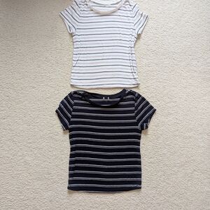 Striped Unisex T-Shirts - White and Black